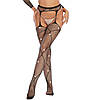 Колготки з відкритими стегнами зі стразами імітація панчіх з поясом, Чорного кольору, One Size, фото 10
