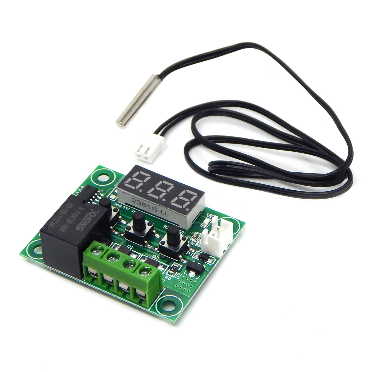 Цифровий термостат W1209 із датчиком температури та реле 12В,  модуль контролю температури, фото 1