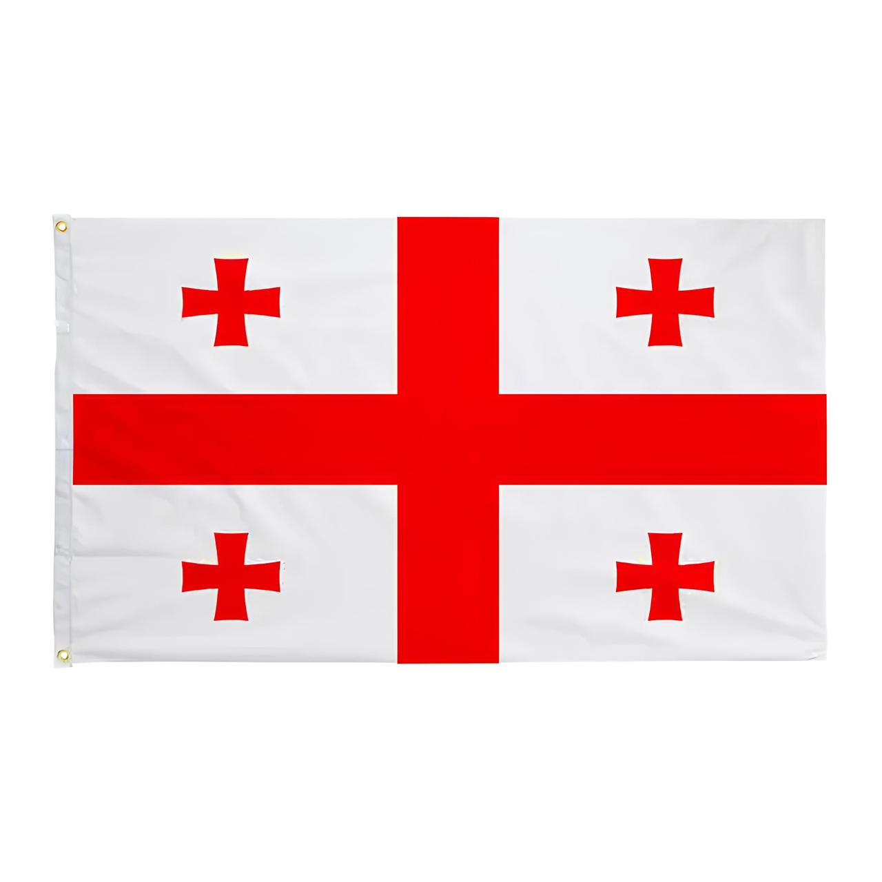 Прапор Грузії RESTEQ 150×90 см — біло-червоний грузинський прапор Georgia з поліестеру, міцний прапор для дому, вулиці та заходів