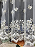 Красива золотиста тюль 3д у зал. Ошатна багата золота тюль у вітальню, фото 8