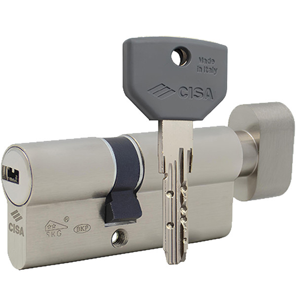 Цилиндр CISA ASIX P8 70T (35*35T) никель матовый 3 ключа, фото 1