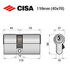 Цилиндр CISA C2000 110 (40*70) никель матовый 3 ключа, фото 8