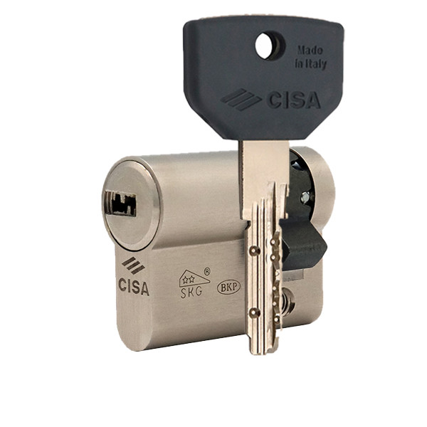 Циліндр половинка CISA ASIX P8 60 (50*10) нікель матовий 3 ключі, фото 1