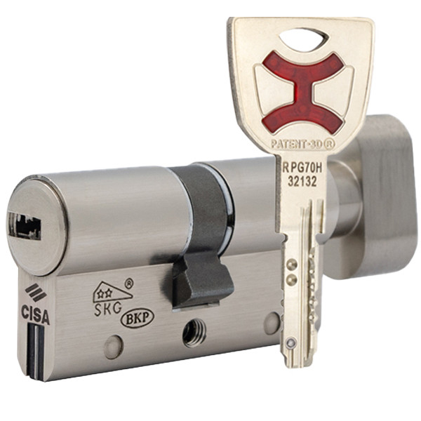 Циліндр CISA AP4 S 70T (35*35T) нікель матовий 5 ключів, фото 1