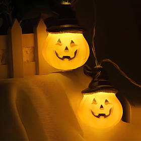 Гірлянда у вигляді Хелловінських гарбузів RESTEQ 1.5 м — світлодіодна прикраса з теплим світлом для тематичних свят