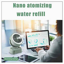 Вентилятор акумуляторний настільний YT-M2028 3 в 1 із зволоженням та підсвічуванням USB зелений, фото 2