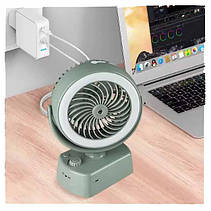 Вентилятор акумуляторний настільний YT-M2028 3 в 1 із зволоженням та підсвічуванням USB зелений, фото 4
