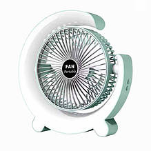 Вентилятор настільний акумуляторний з LED підсвічуванням Moon Fan мкс115 USB зарядка зелений