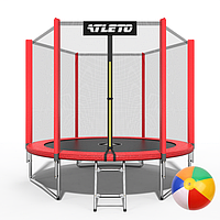 Батут дитячий Atleto 183 см із захисною сіткою і драбиною для дому та дачі червоний 42400497