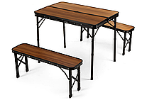 Стол туристический раскладной Outtec + 2 скамейки коричневый