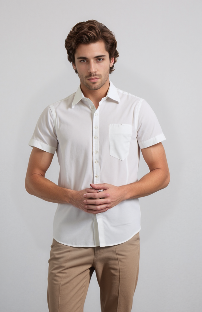 Сорочка чоловіча біла Emilio Sagezza SG014 Розміри L/50 XXL/54
