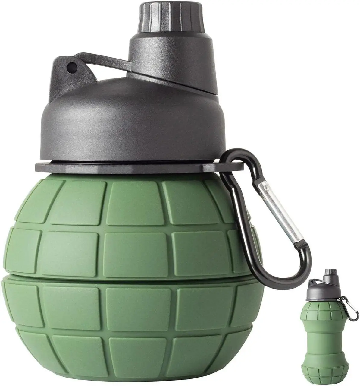 Силіконова пляшка для води на 500 мл з карабіном