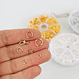 Набір фурнітури для створення біжутерії, кільця, золото, 7 комірок, фото 4