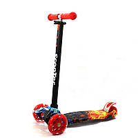 Самокат трьохколісний ScooTer з колесами, що світяться, помаранчевий