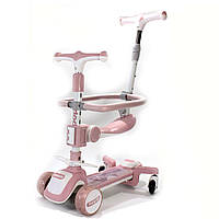 Чотирьохколісний дитячий самокат Scooter Vitality з музикальною платформою, що світиться, рожевий