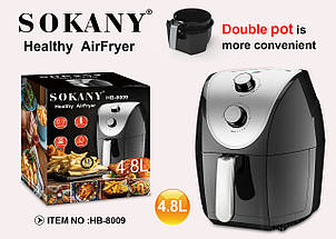 Аерофритюрниця AirFryer Sokany SK-8009 на 5 л, 1500 Вт із таймером, фото 3