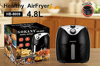 Аерофритюрниця AirFryer Sokany SK-8009 на 5 л, 1500 Вт із таймером, фото 4