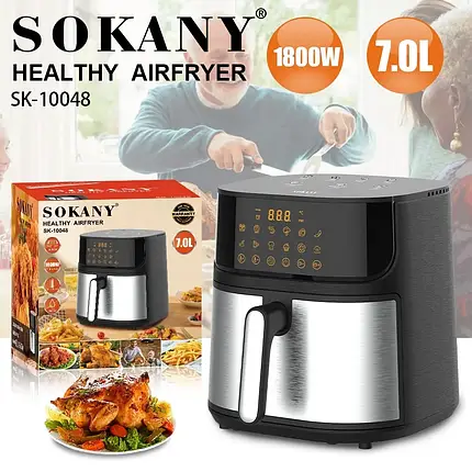 Аерофритюрниця мініпіч Sokany SK-10048 на 7 л, 1800 Вт з таймером і регульованою температурою, фото 3