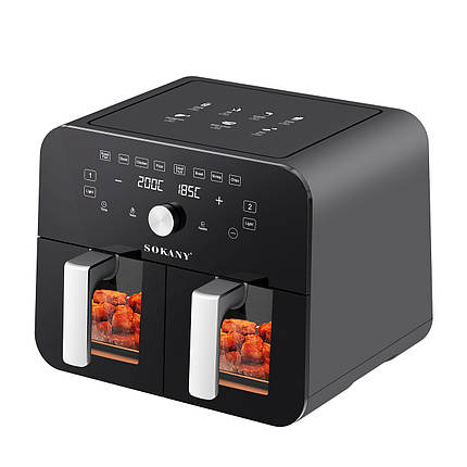 Двозонна аерофритюрниця мультипіч Sokany SK-10008 на 10 л, 2400 Вт аерогриль, фото 1