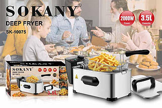Професійна електрична фритюрниця Sokany SK-10075 з потужністю 2000 Вт, 3.5 л, фото 3
