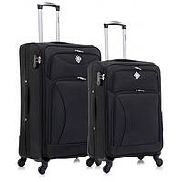 Набір валіз Bonro Tourist 2 шт текстильні дорожні на 4 колесах чорний (42400953)