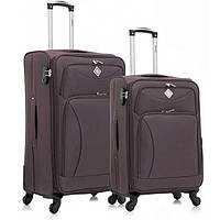 Набір валіз Bonro Tourist 2 шт текстильні дорожні на 4 колесах коричневий (42400952)
