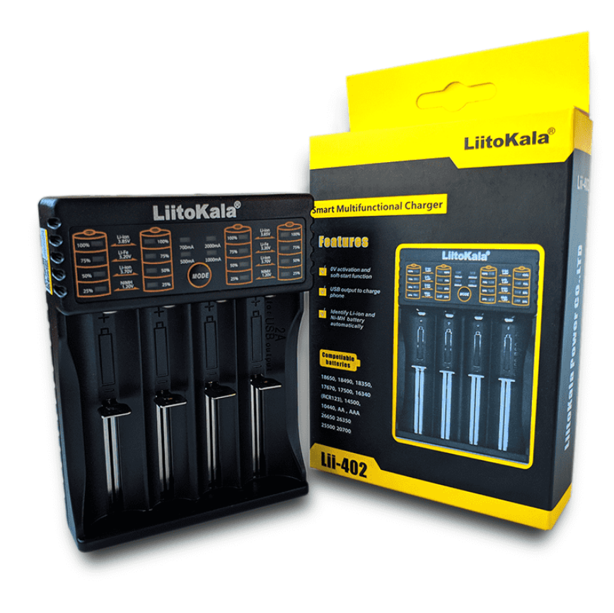 Зарядний пристрій LiitoKala Lii-402 Micro USB DC 5V i4 18650/26650/16340/14500, фото 1