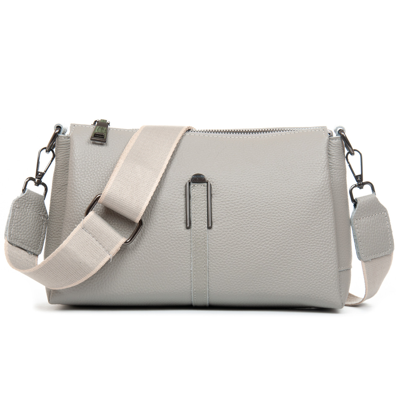 Сумка жіноча крос-боді шкіряна на блискавці ALEX RAI 99105-2 l.gray, фото 1