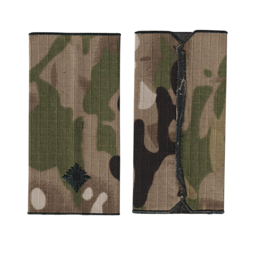 Погон молодший лейтенант військовий / армійський шеврон ЗСУ, чорний колір на мультикамі. 10 см * 5 см. Муфта., фото 1