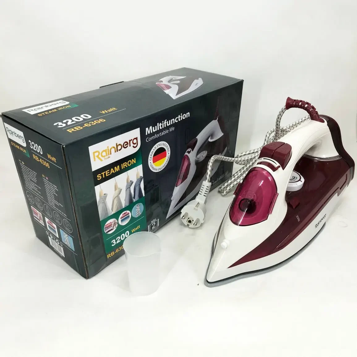 Праска парова Rainberg RB-6306 з керамічним покриттям 3200вт функція самоочищення HT-412 подавання пари, фото 1