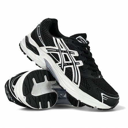 Жіночі кросівки Asics текстильні (сітка) чорно-білі літні/весняні, фото 1