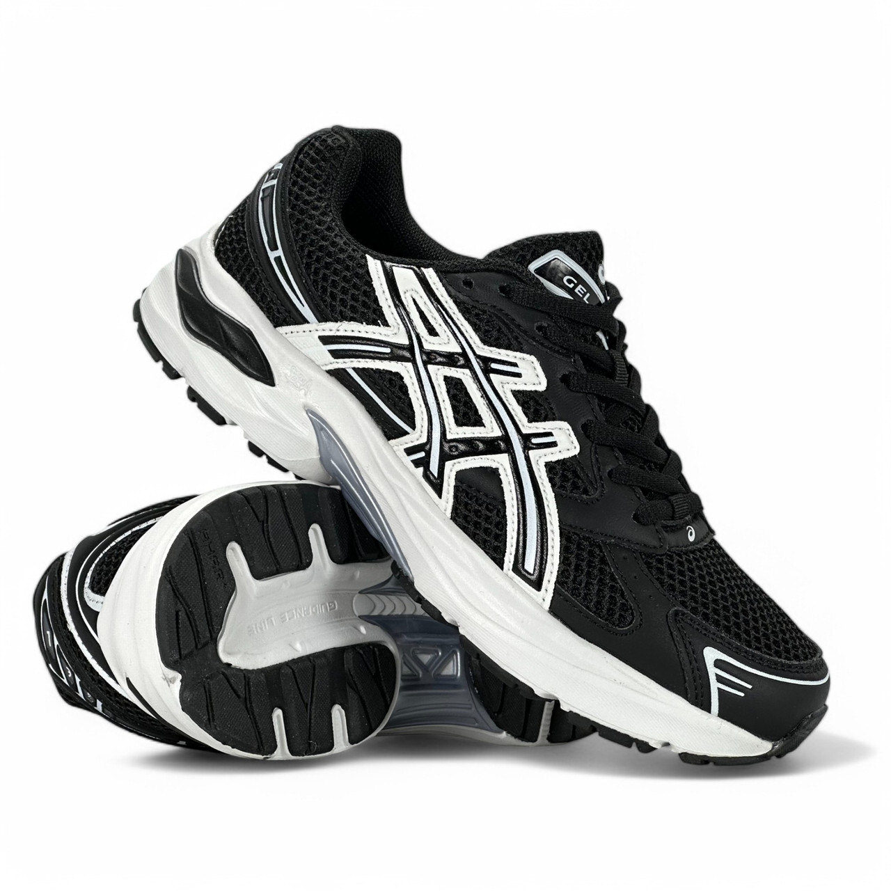 Жіночі кросівки Asics текстильні (сітка) чорно-білі літні/весняні