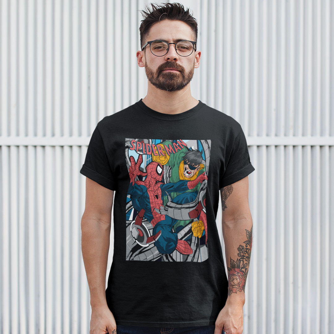 Футболка унісекс Spider Man (Doctor Octopus And Spider Man) XS чорний, фото 1