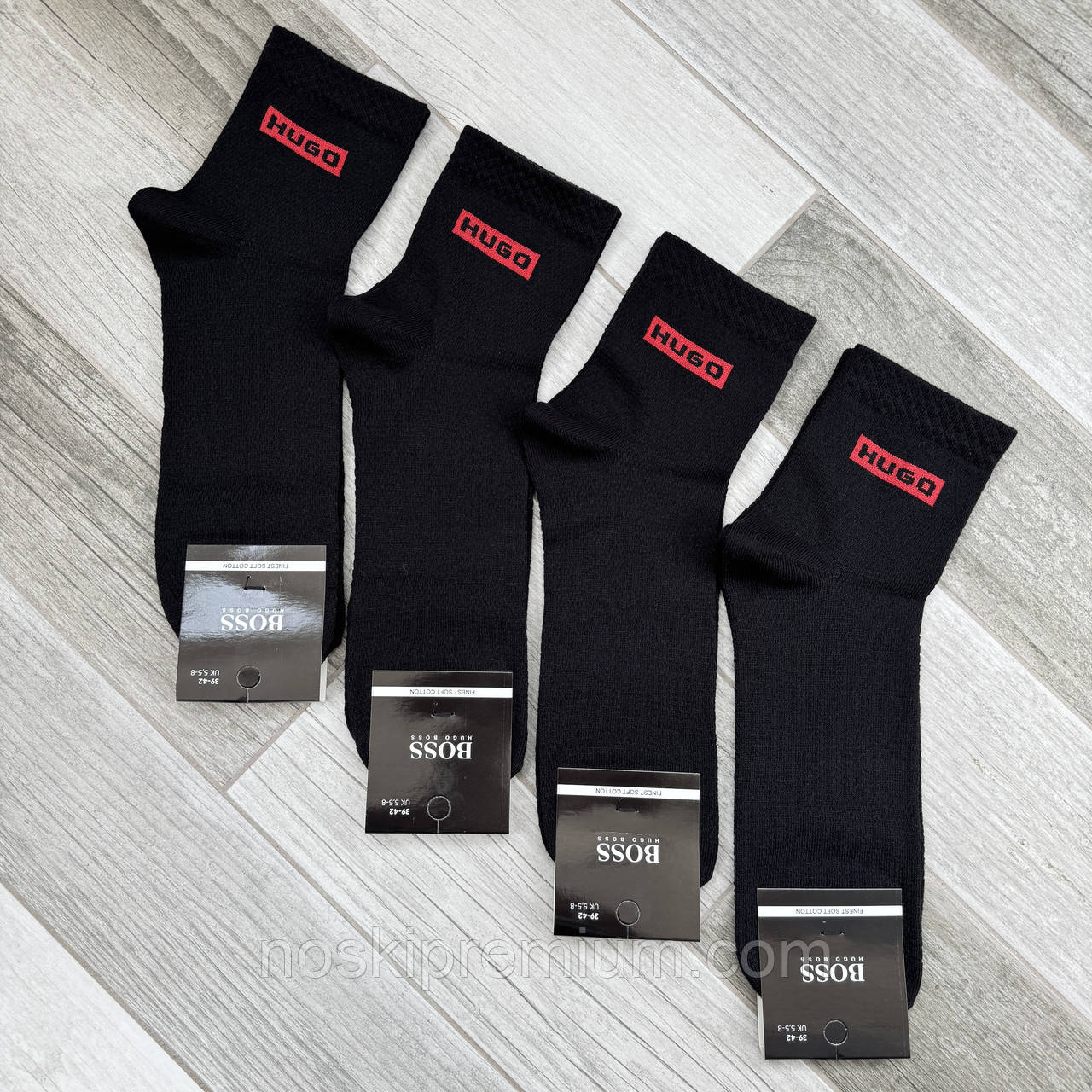 Шкарпетки чоловічі сітка бавовна середні Hugo Boss, Туреччина, розмір 29-31 (43-46), чорні, 05602, фото 1