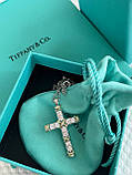 Тіффані підвіска хрест циркони посріблення, фото 3