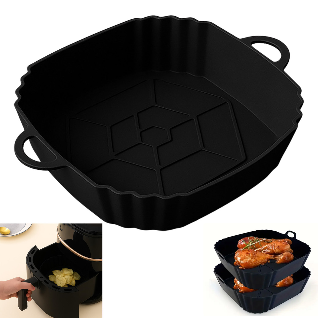 Квадратна силіконова форма для аерогрилю, духовки та мультипечі 20х20 см, фото 1