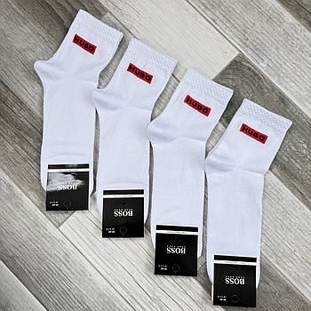 Шкарпетки чоловічі сітка бавовна середні Hugo Boss, Туреччина, розмір 25-27 (39-42), білі, 05603
