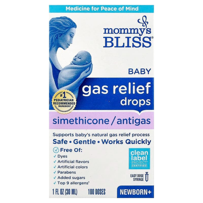 Краплі симетикон Mommy's Bliss "Gas Relief" для немовлят від газиків та колік (30 мл)