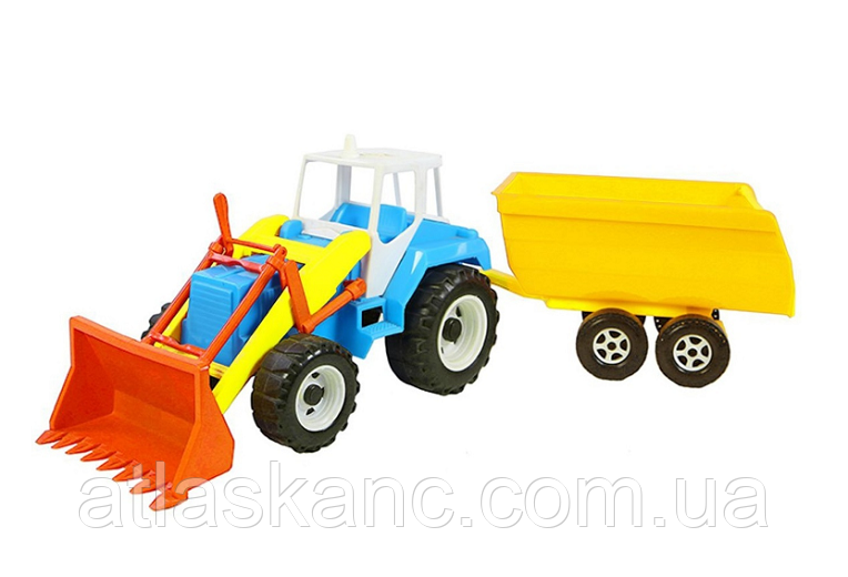 Іграшка Трактор із ковшем і причепом 66 см пластик Оріон 242, фото 1