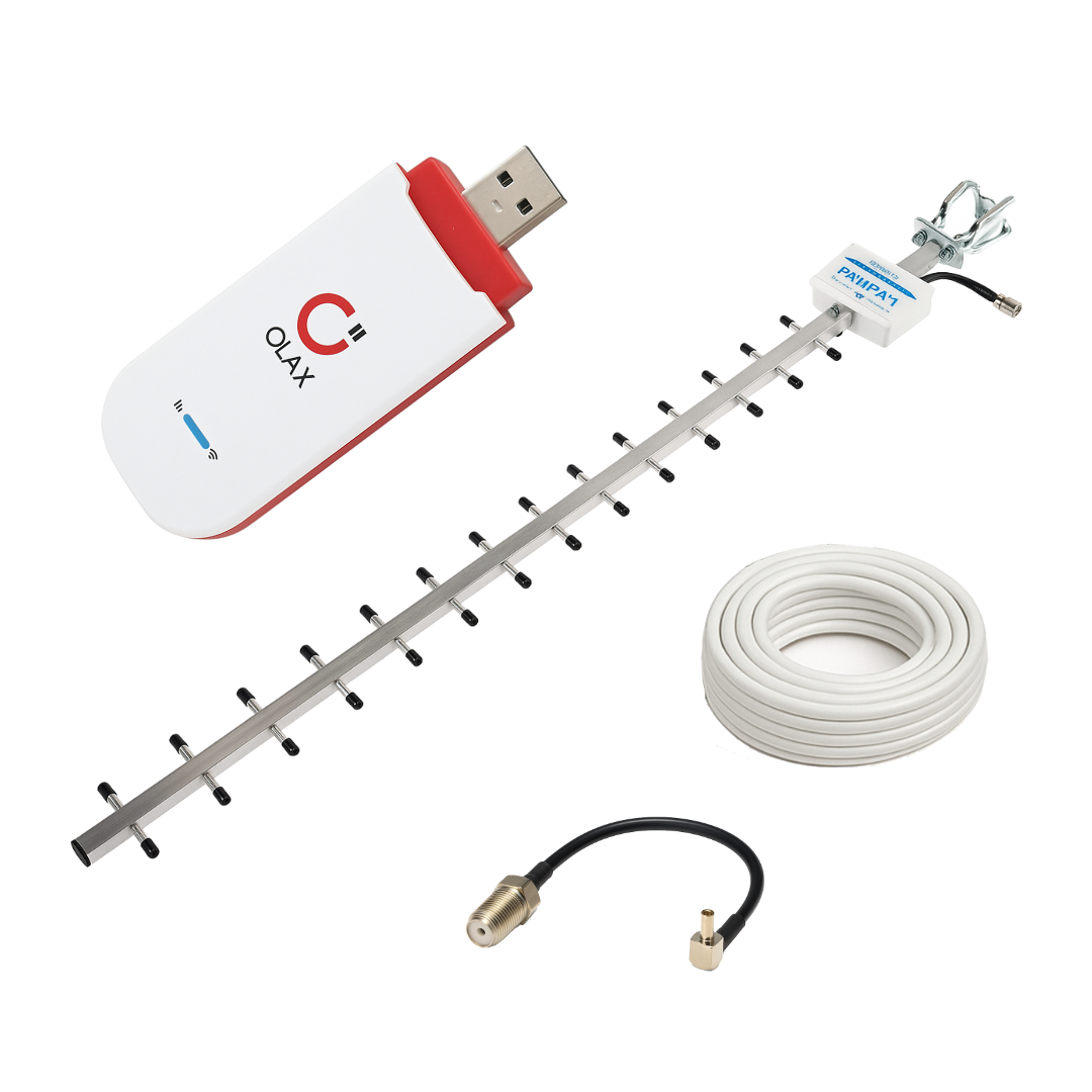 Роутер 3G/4G Olax U90H-E с антенным разъёмом + 3G/4G/LTE антенна Rapira-1 (РАПИРА-1) 1700-2200 20dB
