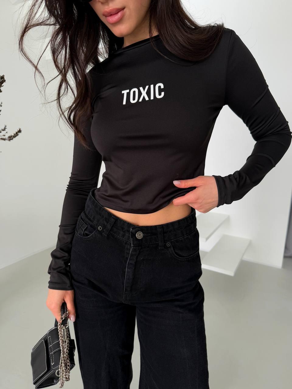 Укорочений лонгслів TOXIC (мікродайвінг) чорний, фото 1