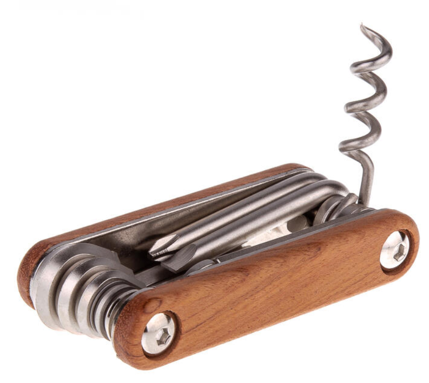 Мультитул ONRIDE Gentleman 12 функцій шестиграники викрутки спицні ключі 14-15 відкривачка штопор, фото 1