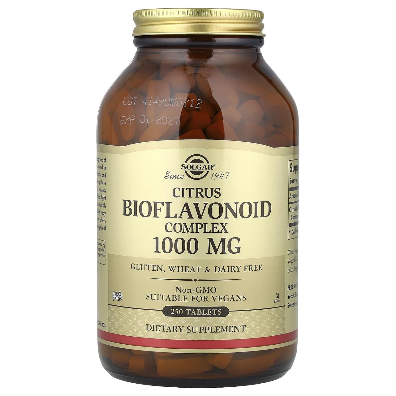Біофлавоноїди, Citrus Bioflavonoid, Solgar, 1000 мг, 250 таблеток