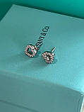Сережки Тіффані сердечка циркони срібло 925 / маленькі сережки гвоздики, фото 5