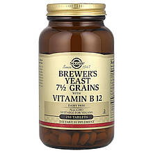 Пивні дріжджі 7 1/2 зерна з вітаміном B12, Brewer's Yeast, 7 1/2 Grains with Vitamin B12, Solgar, 250 таблеток