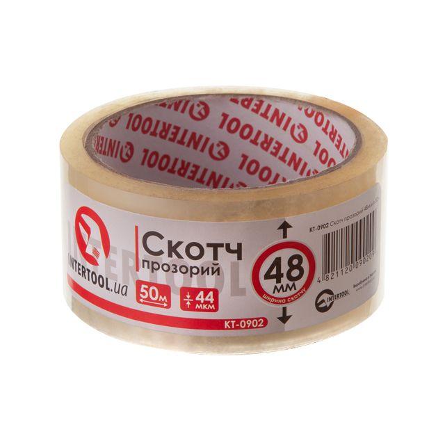 Скотч прозорий 50 м, 48 мм, 44 мкм INTERTOOL KT-0902