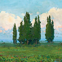 Картина на полотні "Труш Іван, Пейзаж з кіпарисами (1900)", 48×60см, фото 5