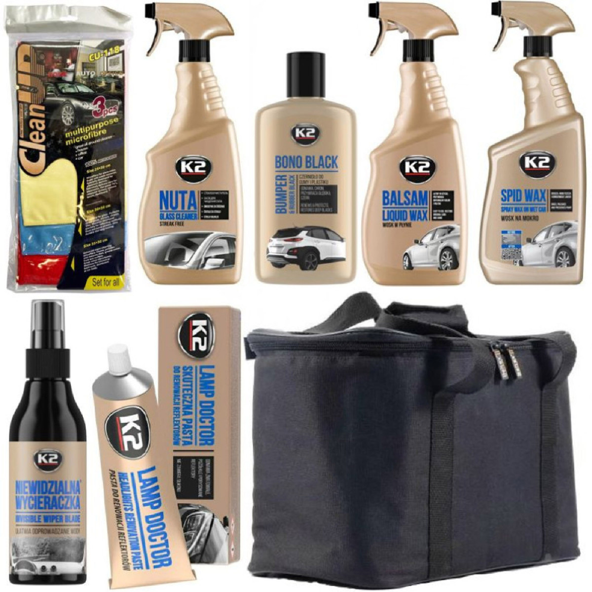 Набір автомобіліста для догляду за кузовом автомобіля К2 Lamp Doktor з Органайзером L 8 шт., фото 1