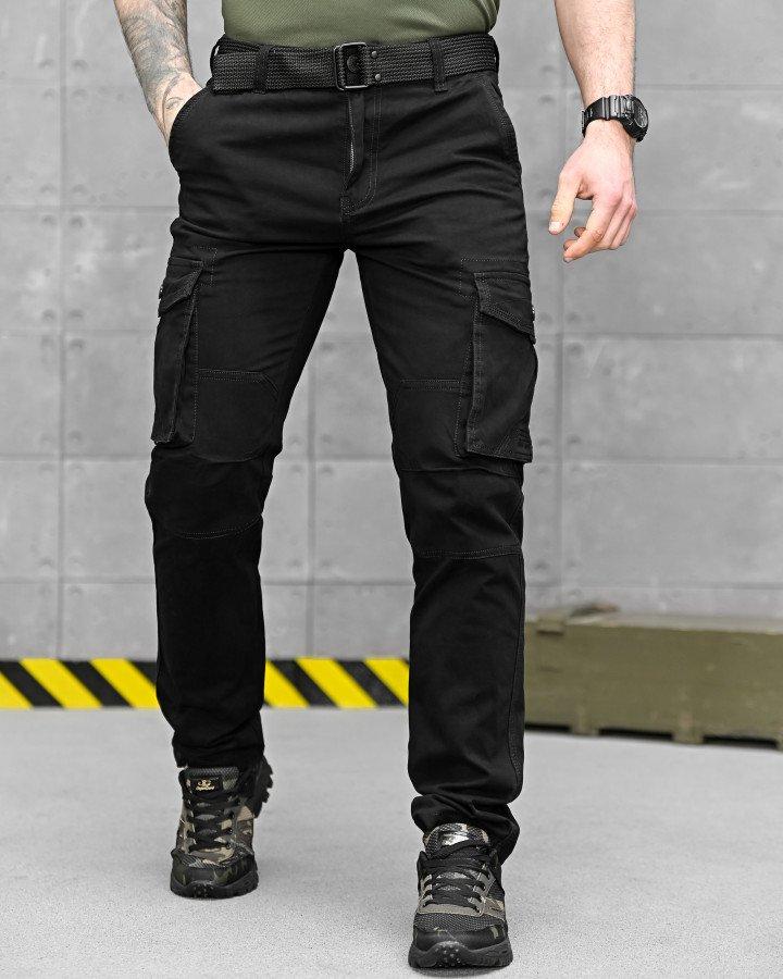 Чорні польовийні штани карго PASIFIK з поясом анатомічний крій ДЛ7254 ТМ, фото 1