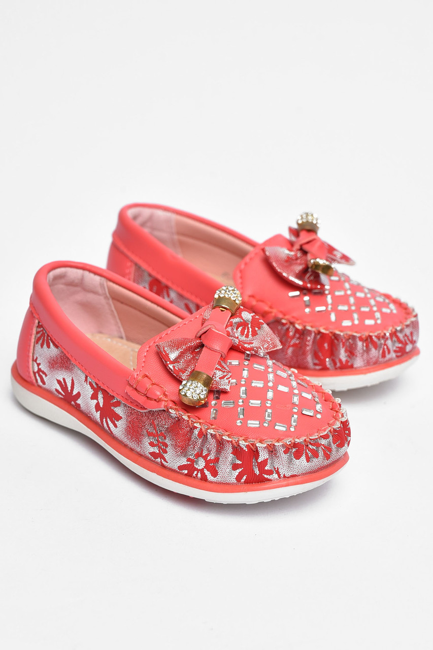 Мокасини дитячі для дівчинки коралового кольору 202334T Безкоштовна доставка, фото 1